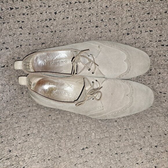 HESCHUNG-Beige Suede Brogue Lace Up Loafers-Size 7.5 UK/9 US-Very Good - Picture 7 of 8